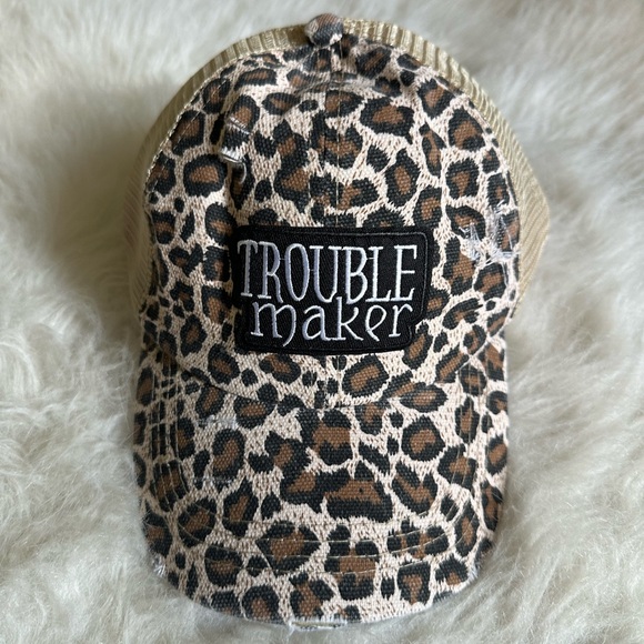 Handmade Accessories - Trouble Maker Leopard Print Trucker Hat - Brown/Black